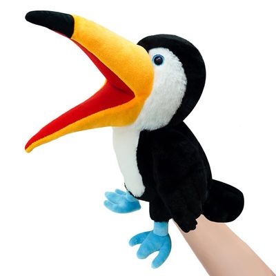 okegztoa Puppet Toucan Hand Puppet,13.8" Animal Puppet Toucan Puppets Stuffed Animal Hand Puppets for Kids with Movable Mouth,Puppet Plush Multi-Color Toys Bird Puppet Role Play Teaching(Big Black)