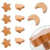 10 Pack Modern Wooden Knobs Cartoon Drawer Handles,Children's Room Furniture Knobs,with Screws & Self Adhesive,Cute Kids Cabinet Door Bedroom Handle,Kitchen Cupboard Knobs,Original Wood Color,B view 1