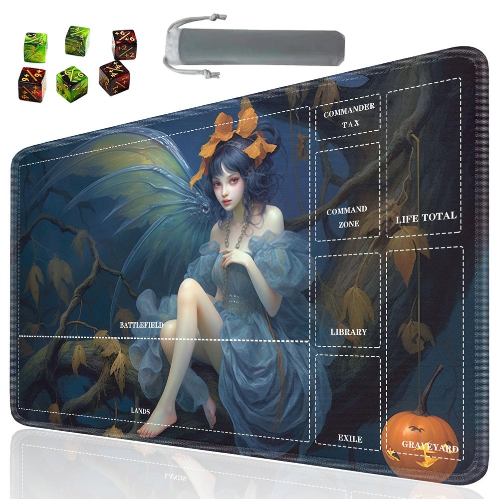 SOTWONSO Board Game for TCG Playmat Table Mats Games Size 60X35 cm Mousepad Compatible for MTG RPG CCG Trading Card Game Play mats with 6 Dice (Playmat with Zones 1)