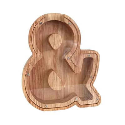 UEMIS Wooden Piggy Bank for Kids Girls Boys,Personalized Piggy Bank and letter piggy bank,Wooden Money Saver,Durable Wood with Transparent Plexiglass for Building Money Saving Habits (special symbols)