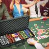 Soozier Poker Chip Set with 6 Denominations, 500 Chips, 14 Gram Clay, Casino Poker Chips with Aluminum Case, 2 Decks of Playing Cards, Dealer Button & 5 Dice for Texas Hold'em view 2