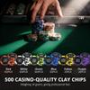 Soozier Poker Chip Set with 6 Denominations, 500 Chips, 14 Gram Clay, Casino Poker Chips with Aluminum Case, 2 Decks of Playing Cards, Dealer Button & 5 Dice for Texas Hold'em view 4