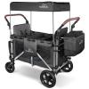Badovinci Stroller Wagon for 2 Kids, Foldable Push-Pull Rod Wagon Featuring 2 High Seats with 5-Point Harnesses and Adjustable Canopy, Perfect for Garden, Camping, Grocery Cart view 1