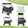 Badovinci Stroller Wagon for 2 Kids, Foldable Push-Pull Rod Wagon Featuring 2 High Seats with 5-Point Harnesses and Adjustable Canopy, Perfect for Garden, Camping, Grocery Cart view 3