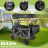 Badovinci Stroller Wagon for 2 Kids, Foldable Push-Pull Rod Wagon Featuring 2 High Seats with 5-Point Harnesses and Adjustable Canopy, Perfect for Garden, Camping, Grocery Cart view 4