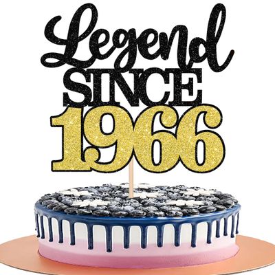 1 PCS Legend Since 1965 Cake Topper Black Gold Glitter Sixty Happy 60th Birthday Cake Pick Cheers to 60 Years Cake Decoration for 60th Birthday Wedding Anniversary Party Decorations Supplies