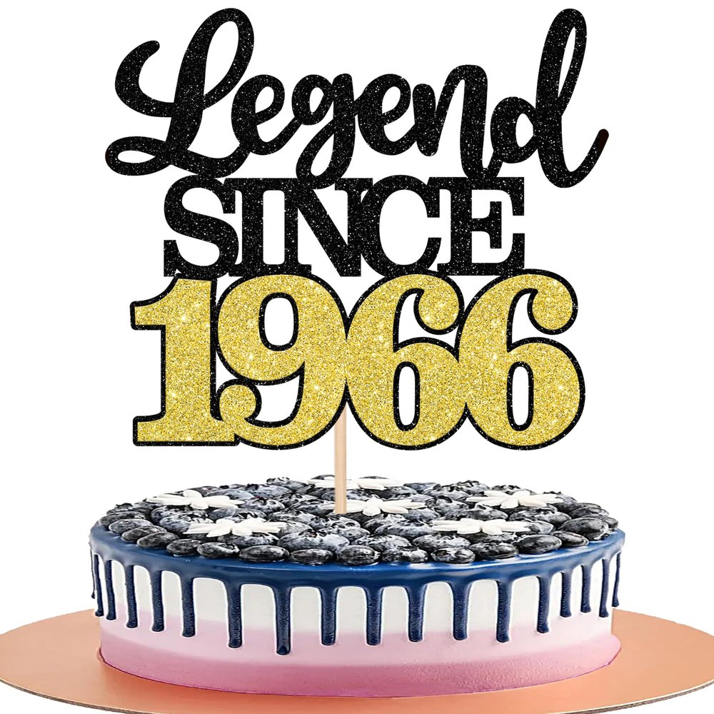 1 PCS Legend Since 1965 Cake Topper Black Gold Glitter Sixty Happy 60th Birthday Cake Pick Cheers to 60 Years Cake Decoration for 60th Birthday Wedding Anniversary Party Decorations Supplies
