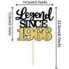 1 PCS Legend Since 1965 Cake Topper Black Gold Glitter Sixty Happy 60th Birthday Cake Pick Cheers to 60 Years Cake Decoration for 60th Birthday Wedding Anniversary Party Decorations Supplies view 2