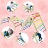 EDOSTORY 5 in 1 Pikler Triangle Set, Indoor Playground and Gym for Kids, Foldable Wooden Montessori Climbing Set Triangle Ladder Set with Slide and Climbing Ramp, Gift for Boys Girls(Rainbow) view 2
