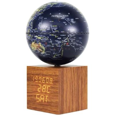 Detailed AR Smart Globe, Digital Clock LED Night Table Lamp Temperature Display, World Globe with MDF Wooden Stand Earth Globe New