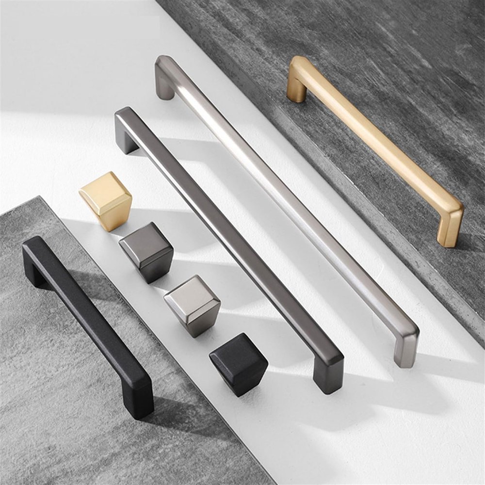 NALsa Pulls Cupboard Pearl Gold Brass Cabinet Door Handles Gray Zinc Alloy Drawer Knobs Kitchen Furniture Hardware 1Pcs (Color : B-Gray 128mm)