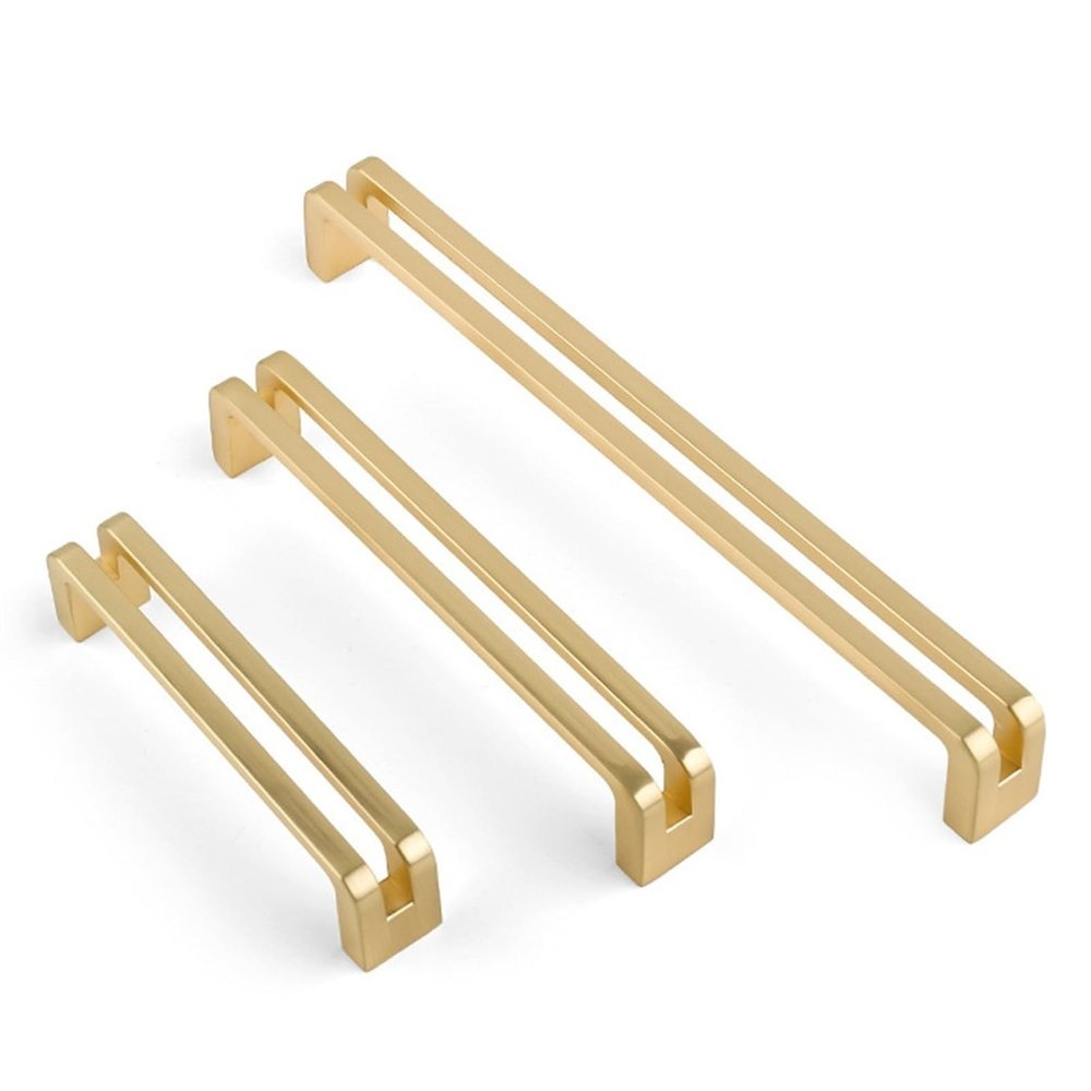 NALsa Modern Zinc Alloy Black Gold Door Handles Kitchen Cabinet Handles Solid Drawer Knobs Fashion Furniture Handle Hardware 1Pcs (Color : Gold-128mm)