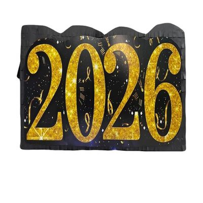 APINATA4U 2026 New Year Sparkling Pinata, Gold Glitter and Black New Years Eve Party Decoration, End of Year Celebration, 2026 Themed Party Supplies, Countdown and Graduation Pinata