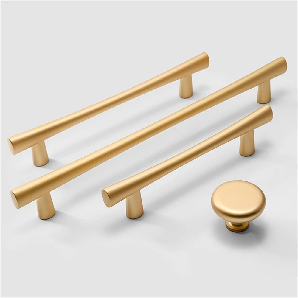 NALsa Golden Cupboard Handle Brushed Kitchen Cabinet Door Black Knob Furniture Drawer Pull Hardware Pulls T Bar Handle 1Pcs (Color : Gold 192mm)