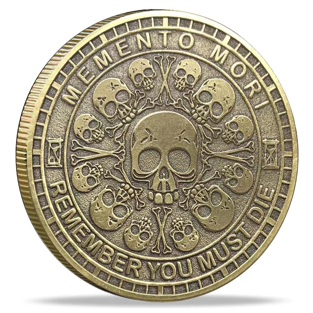 Strugglejewelry Memento Mori Challenge Coin: Elevate Your Daily Stoic Practice with Amor Fati Medallion - A Perfect Stoicism Gift and EDC Metal Token for Embracing Life's Moments (Bronze)
