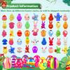 24 Pack Prefilled Easter Eggs with Squishy Toys Inside Bright Colorful Easter Eggs with Fidget Toys Great for Kids Girls Boys Easter Basket Stuffers Eggs Fillers Party Favors Gifts view 2