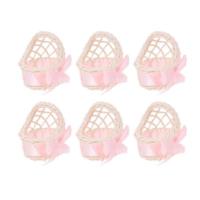 ibasenice Miniature Rattan Woven Flower Basket Set of 6 Handwoven Small Storage Baskets with Handle for Dollhouse Decor and Mini House Ornaments 2.95X2.75X2.36 Inch
