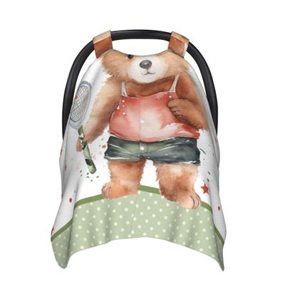 Winter Carseat Cover for Baby Personalized Bear Baby Car Seat Cover with Name Custom Minky Car Seat Canopy Boys Girls Infant Carrier Covers Nursing Cover Toddler Blanket