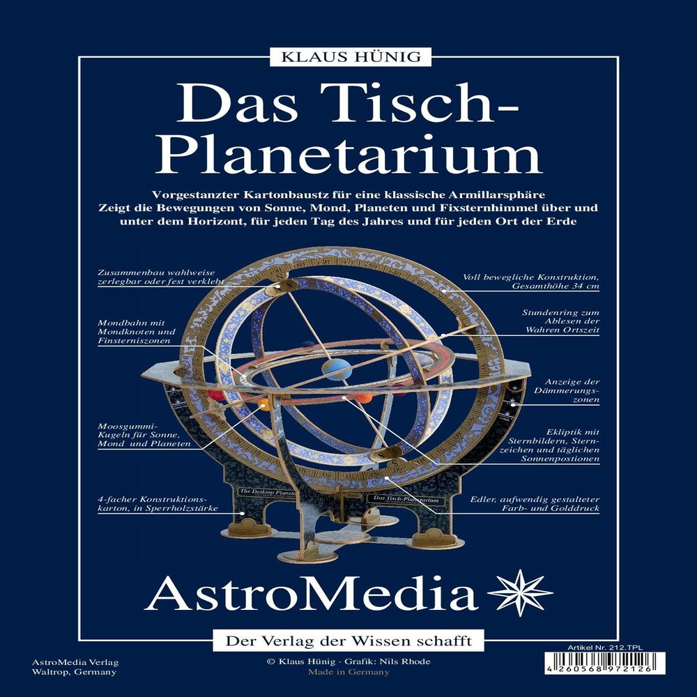 AstroMedia Tabletop Cardboard Planetarium Kit for Ages 14+, Includes Pre-punched Board, Planetary Balls & Accessories