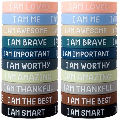 20 Pcs Inspirational Wristbands for Students  Self-Affirmation Phrase Bracelet  Motivational Quotes Rubber Bracelets  Back to School Gift for Students Kids