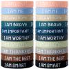 20 Pcs Inspirational Wristbands for Students  Self-Affirmation Phrase Bracelet  Motivational Quotes Rubber Bracelets  Back to School Gift for Students Kids view 1