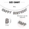 Racing Happy Birthday Banner - Checkered Black and White Happy Birthday Banner, Race Car Birthday Party Decor, Two Fast Party Decorations, Fast One Decor view 2