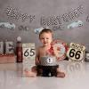 Racing Happy Birthday Banner - Checkered Black and White Happy Birthday Banner, Race Car Birthday Party Decor, Two Fast Party Decorations, Fast One Decor view 4