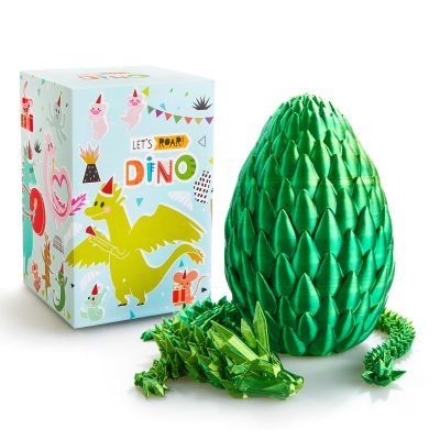 LEWELLRY 15" 3D Printed Dragon Egg,Christmas Birthday Toys, Stocking Stuffers Gift, Articulated Crystal Cool Fidget Dragon for Girls Boys Kids Ages 3,4, 5, 6,7, 8,9,10,11,12 Years Old