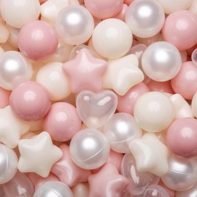 TRENDPLAYBall Pit Balls Star and Heart Shapes for Toddlers - 100 Count Plastic Balls for Ball Pit Fun and Play, Pink+ Beige+ Pearl White
