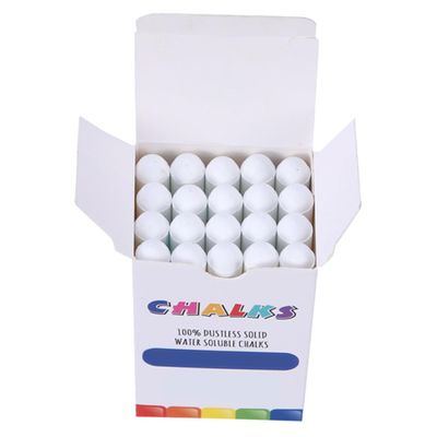 20 Pcs Dustless Jumbo Sidewalk White Chalk: Washable Jumbo Driveway Chalk Bulk for kids Adults, Draw on Chalkboard, Blackboard and Outdoor Playground - Water-Soluble Easy to Erase (White,Round Style)