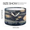 Bulletgxll Round Storage Basket 13.9x20 Inch Stars and Moon Collapsible Cotton Rope Organizing Basket Laundry Basket for Blankets Toys Clothes Book view 2