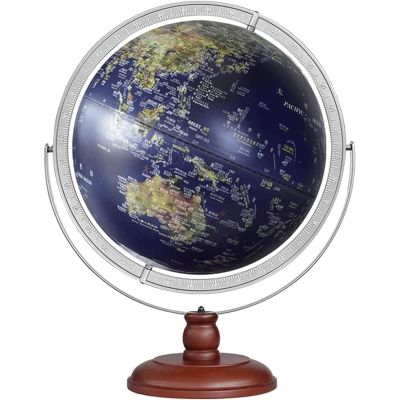 Detailed Dia 17-inch/43CM Globe, 3D Concave-convex Relief Mountain Design World Globe, 720 Rotation Earth Globe Built in LED New