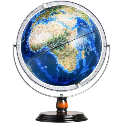 Detailed 32CM/12.6IN Globe, LED Illuminated Population Distribution Map At Night World Globe, 3D Concave-convex Relief AR Earth Globe New