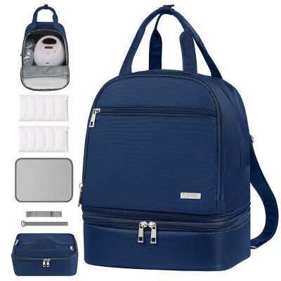 Derbiedersinn Breast Pump Backpack for Working Moms Spectra Compatible Pump Bag, Waterproof & Spacious with Pockets for Breast Pump, Bottles, and Nursing Essentials Ideal for Spectra S1/S2, Blue