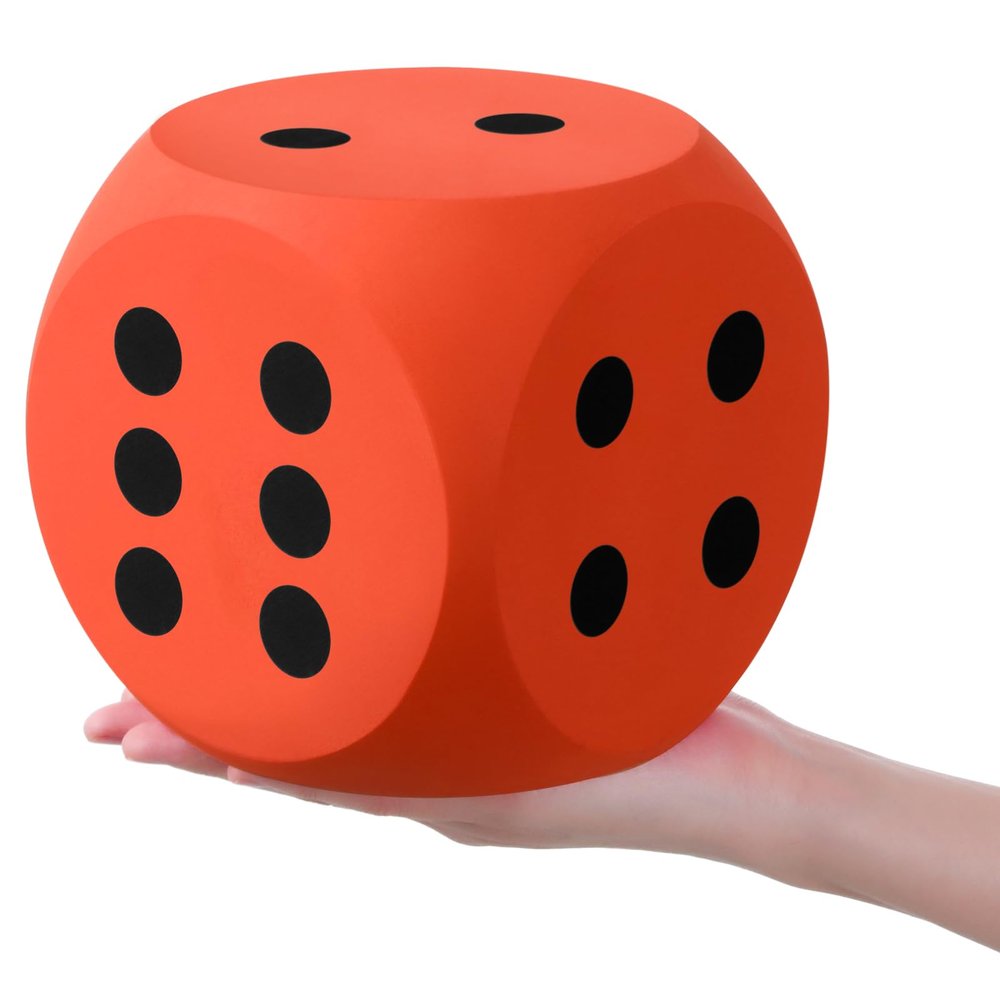 Shappy 6 Inches Foam Dice Fun Filled Large Educational Toy Kawaii Giant Dice Decorative Eva Foam Jumbo Cube Big Square Building Blocks for Game Nights Learning Sessions(Orange,1 Pc)