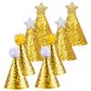 8 Pieces Glitter Birthday Party Cone Hats for Kids and Adults,Golden Paper Crown Hat Star Headwear Games Accessories for Tiny Birthday Party Supplies,4.52x2.95 Inches view 1