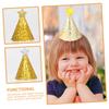 8 Pieces Glitter Birthday Party Cone Hats for Kids and Adults,Golden Paper Crown Hat Star Headwear Games Accessories for Tiny Birthday Party Supplies,4.52x2.95 Inches view 2