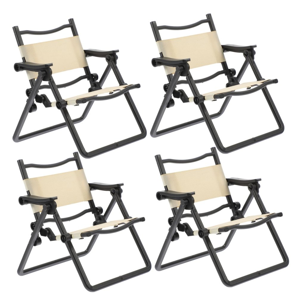4pcs Mini Folding Chair Folding Chair Models Dollhouse Phone Stand for Desk Phone Cradle Stand Funny Holder Mini Foldable s Miniature Ornaments