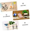 4pcs Mini Folding Chair Folding Chair Models Dollhouse Phone Stand for Desk Phone Cradle Stand Funny Holder Mini Foldable s Miniature Ornaments view 2