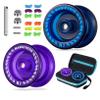 MAGICYOYO K1 Pack of 2 Yoyos for Kids, Responsive YoYos with Yoyo Storage Case,12 Strings and Unresponsive Bearing Kit for Dual Purpose Use ( Dark Blue & Purple) view 1