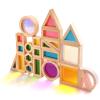 Agirlgle Wooden Rainbow Building Blocks for Kids 32 Pcs Rainbow Stacker Stacking Blocks Game Colorful Construction Toys Preschool Learning Educational Toys -Geometry Wooden Blocks for Boys & Girls view 1