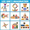 Agirlgle Wooden Rainbow Building Blocks for Kids 32 Pcs Rainbow Stacker Stacking Blocks Game Colorful Construction Toys Preschool Learning Educational Toys -Geometry Wooden Blocks for Boys & Girls view 4
