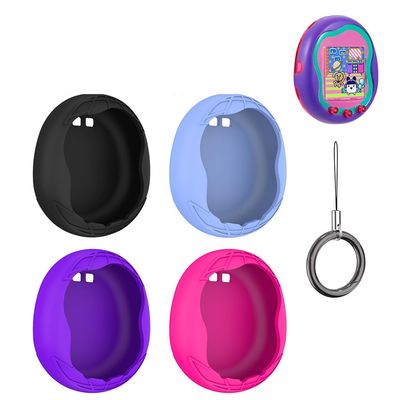 Hesupy Silicone Protective Case for Tamagotchi Uni (2023) Virtual Pet Machine, Soft Sleeve Cover Anti-Fall Anti-Scratch Pet Game Console Case with Finger Lanyard (Black)