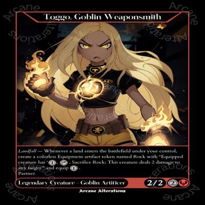 Arcane Alterations Toggo, Goblin Weaponsmith Terra Teen Titans Crossover - Altered Art Custom Proxy Cards