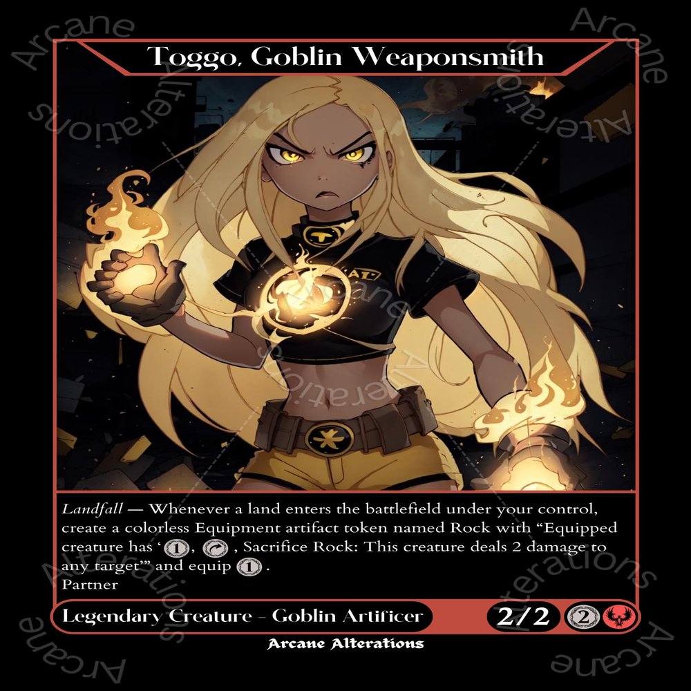 Arcane Alterations Toggo, Goblin Weaponsmith Terra Teen Titans Crossover - Altered Art Custom Proxy Cards