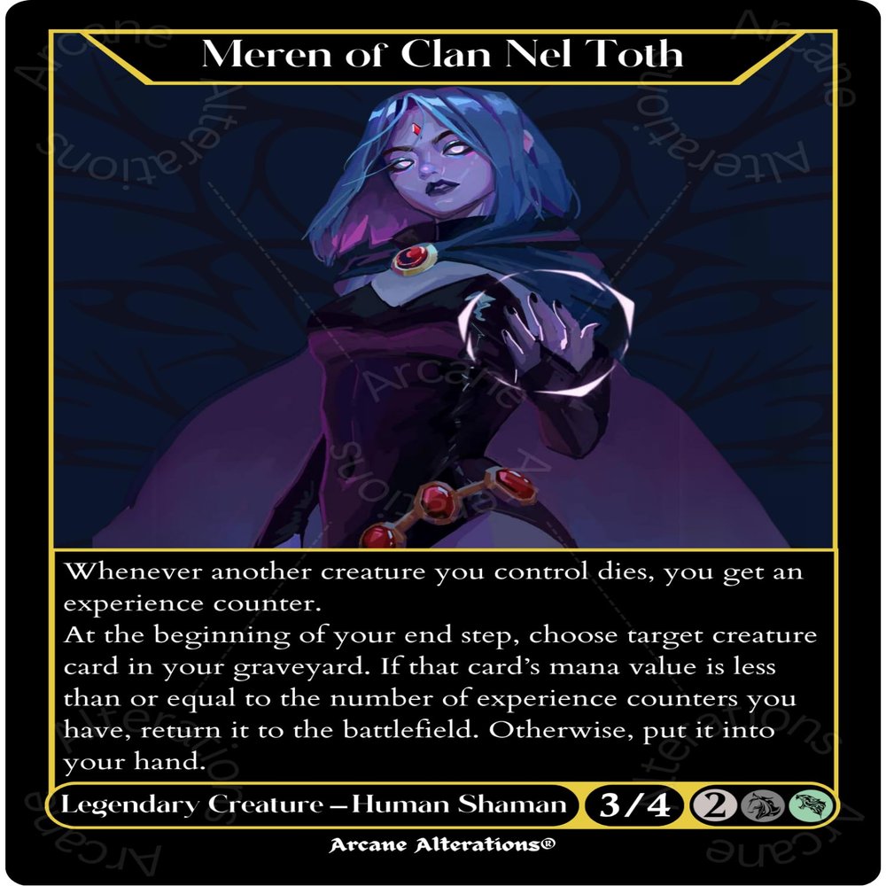 Arcane Alterations Meren of Clan Nel Toth Raven Teen Titans Crossover Altered Art Custom Proxy Cards