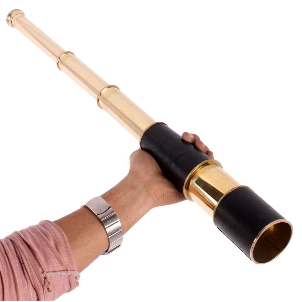 24" Nautical Brass Spyglass Telescope with Wooden Box for Dcor & Display