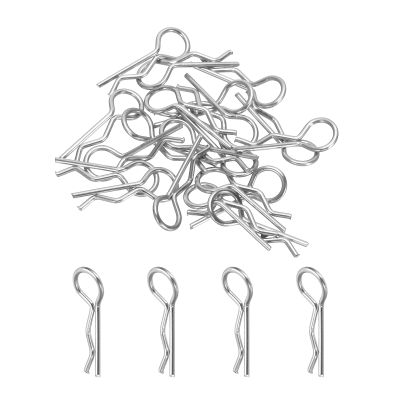 MECCANIXITY 20pcs 30-Degree Angle RC Body Clips Bent Springy R Pins 20x1x6mm for All 1/8 1/10 Scale Model RC Car,Crawler Truck Shell Replacement Parts(Silver)