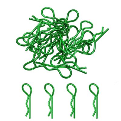 MECCANIXITY 20pcs 30-Degree Angle RC Body Clips Bent Springy R Pins 24.3x1.2x9.4mm for All 1/8 1/10 Scale Model RC Car Crawler Truck,Shell Replacement Parts(Green)