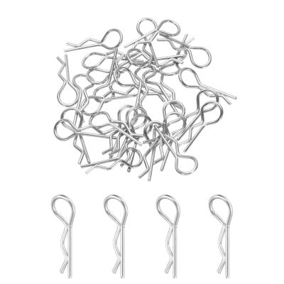MECCANIXITY 30pcs 30-Degree Angle RC Body Clips Bent Springy R Pins 23x1.2x9.4mm for All 1/8 1/10 Scale Model RC Car Crawler Truck Replacement Parts(Silver)